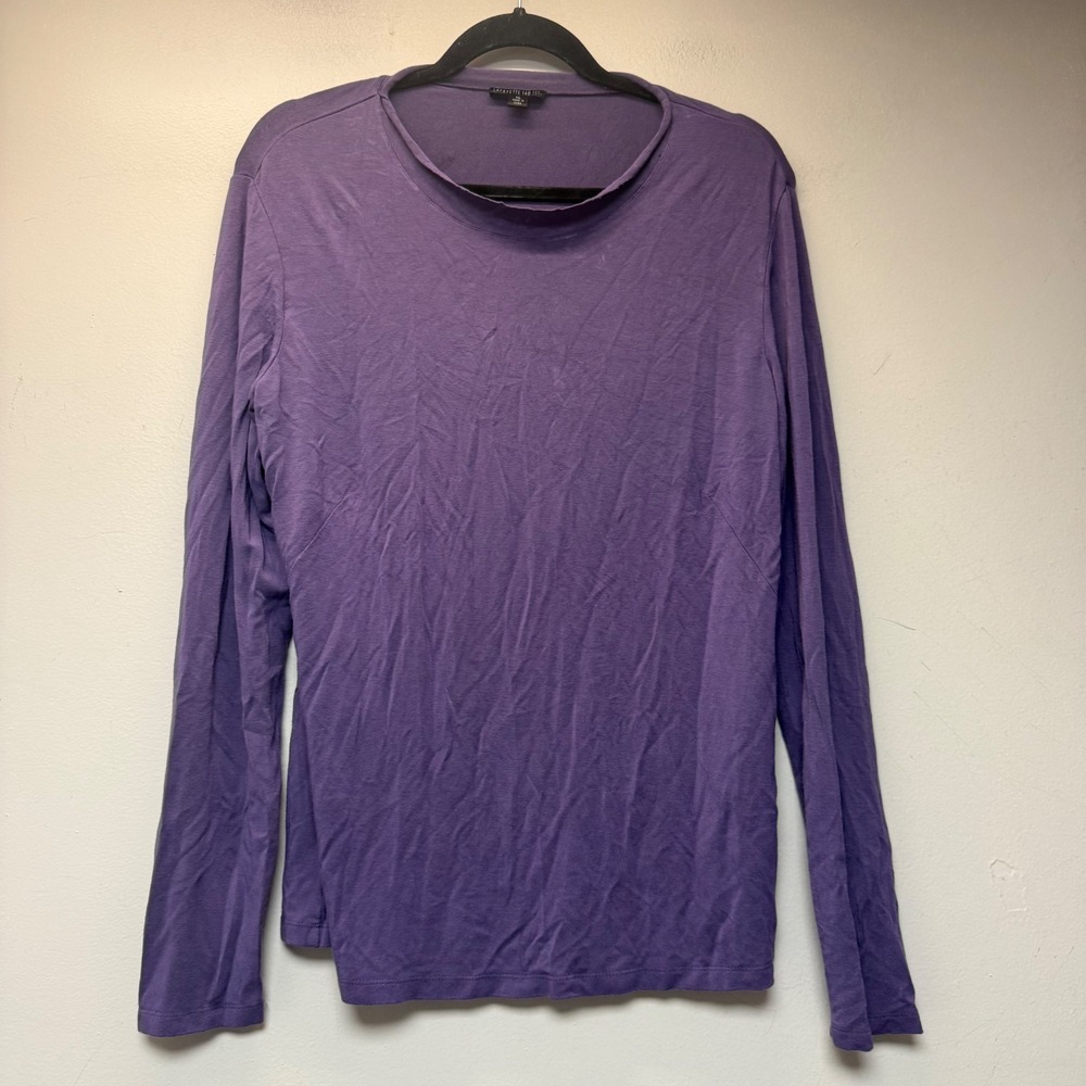 Lafayette 148 New York Top Womens XL Purple Excellent Rolled Mock Neck Viscose
